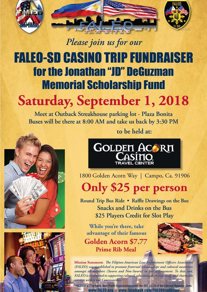 Golden Acorn Casino trip – Sat, Sept. 1st